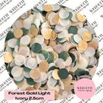 Circles Large 2.5cm Biodegradable - Forest Green Gold Light Ivory
