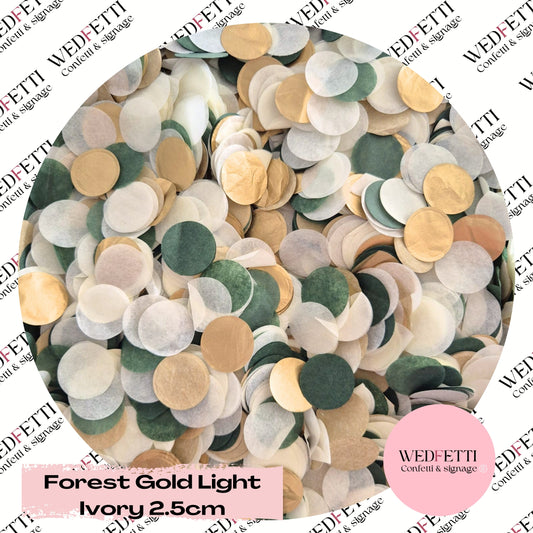 Circles Large 2.5cm Biodegradable - Forest Green Gold Light Ivory