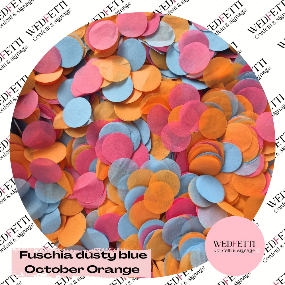 Circles Large 2.5cm Biodegradable - Fuschia Dusty Blue October Orange