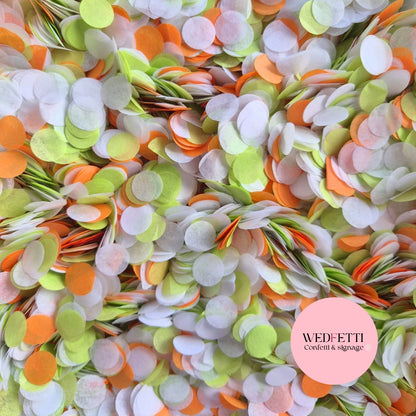 Slow falling paper Confetti - Orange Lime White