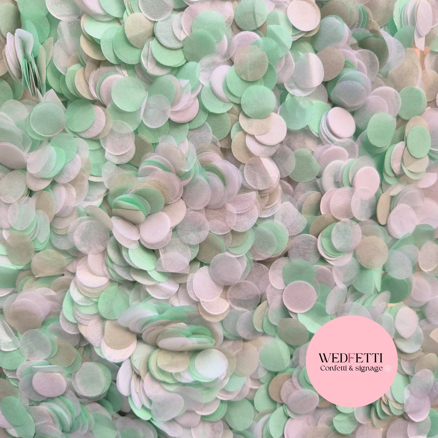 Slow falling paper Confetti - Light Sage Grey shimmer white Mint