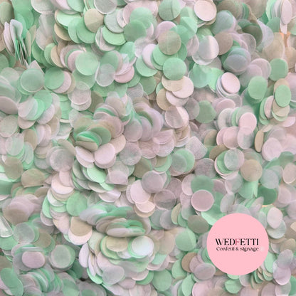 Slow falling paper Confetti - Light Sage Grey shimmer white Mint