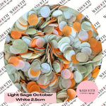 Circles Large 2.5cm Biodegradable - Light Sage October White