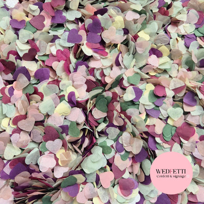 Paper Confetti hearts 1.5cm - Forest Ivory Purple Plum sage Fuschia Blush