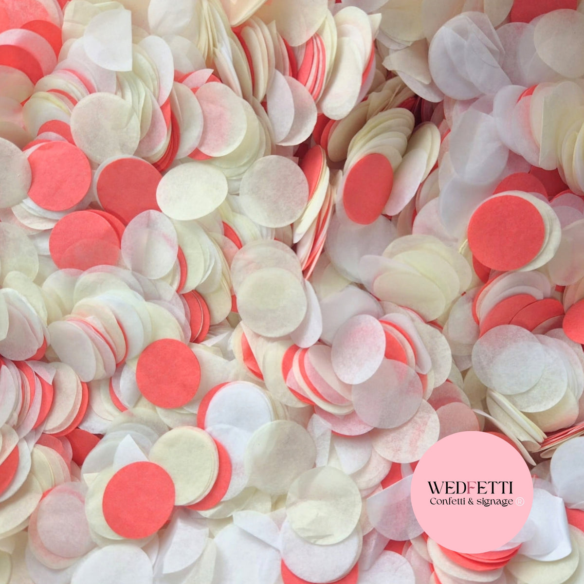 Circles Large 2.5cm Biodegradable - Rosey Red Light Ivory White