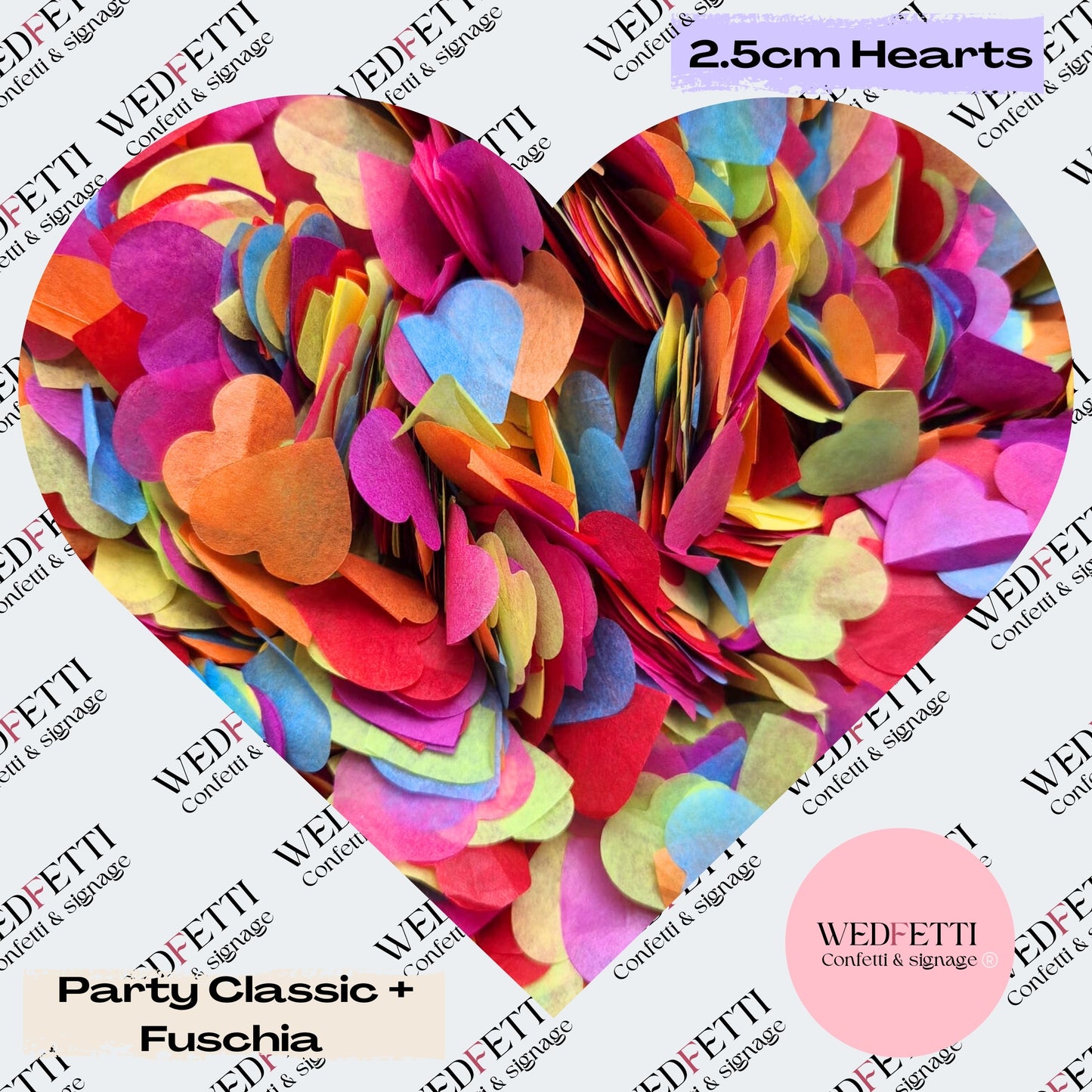 Biodegradable paper Confetti hearts - Party Classic + Fuschia
