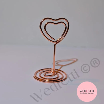 Rose gold heart sign stand WedFetti