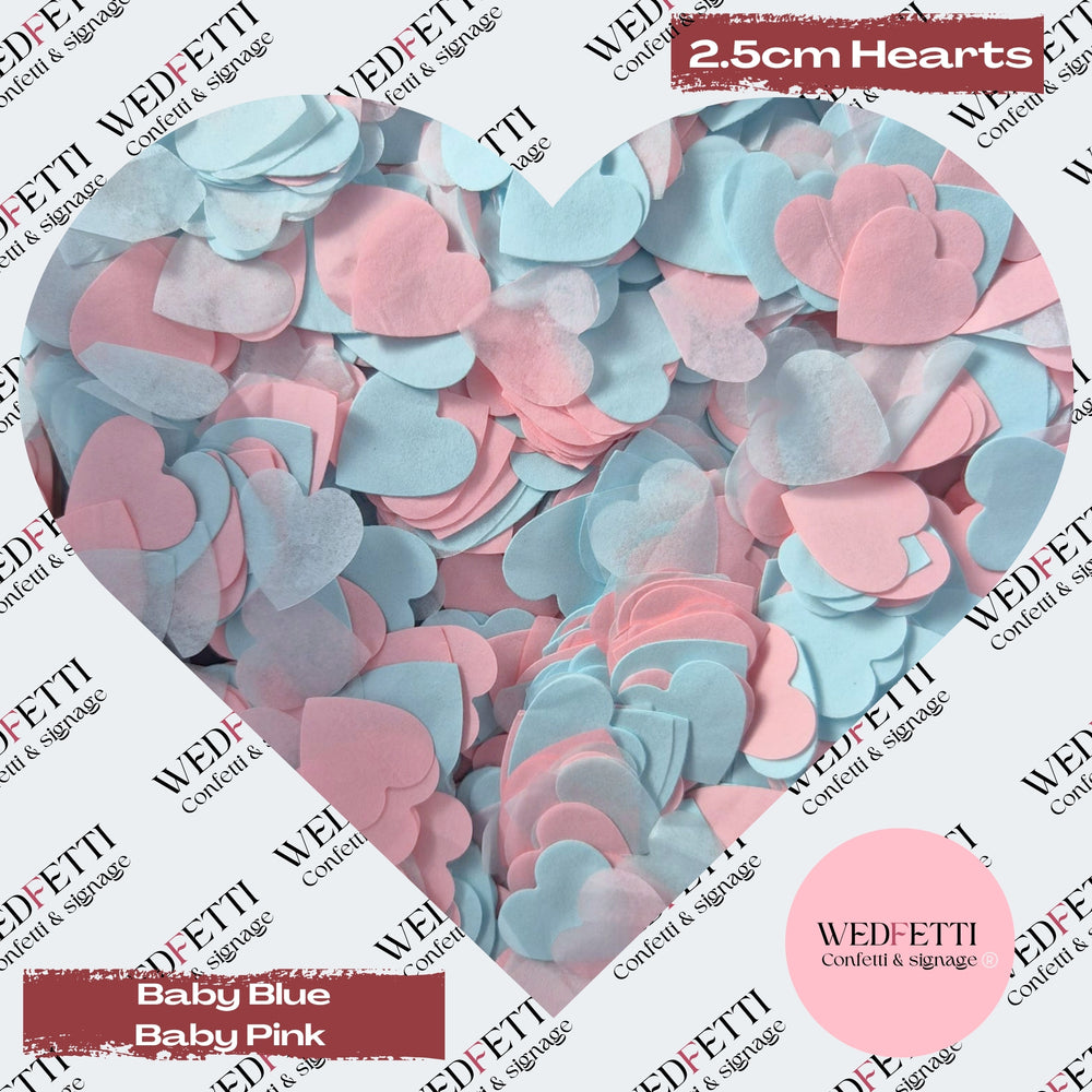 Biodegradable paper Confetti hearts - Baby Blue Baby Pink