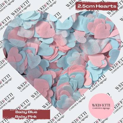 Biodegradable paper Confetti hearts - Baby Blue Baby Pink