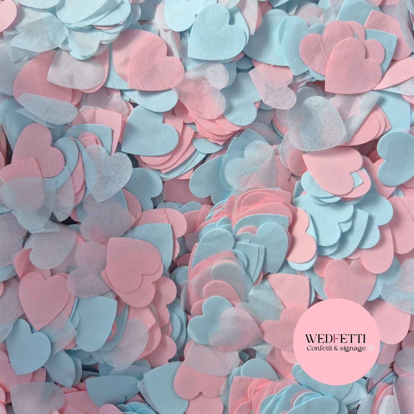 Biodegradable paper Confetti hearts - Baby Blue Baby Pink