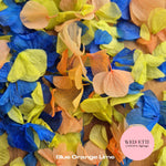 Petal Confetti hydrangea - Blue Orange Lime
