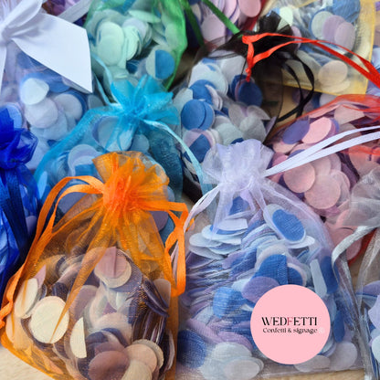 Coloured sheer drawstring organza bags
