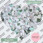 Paper Confetti hearts 1.5cm - Sage Mix