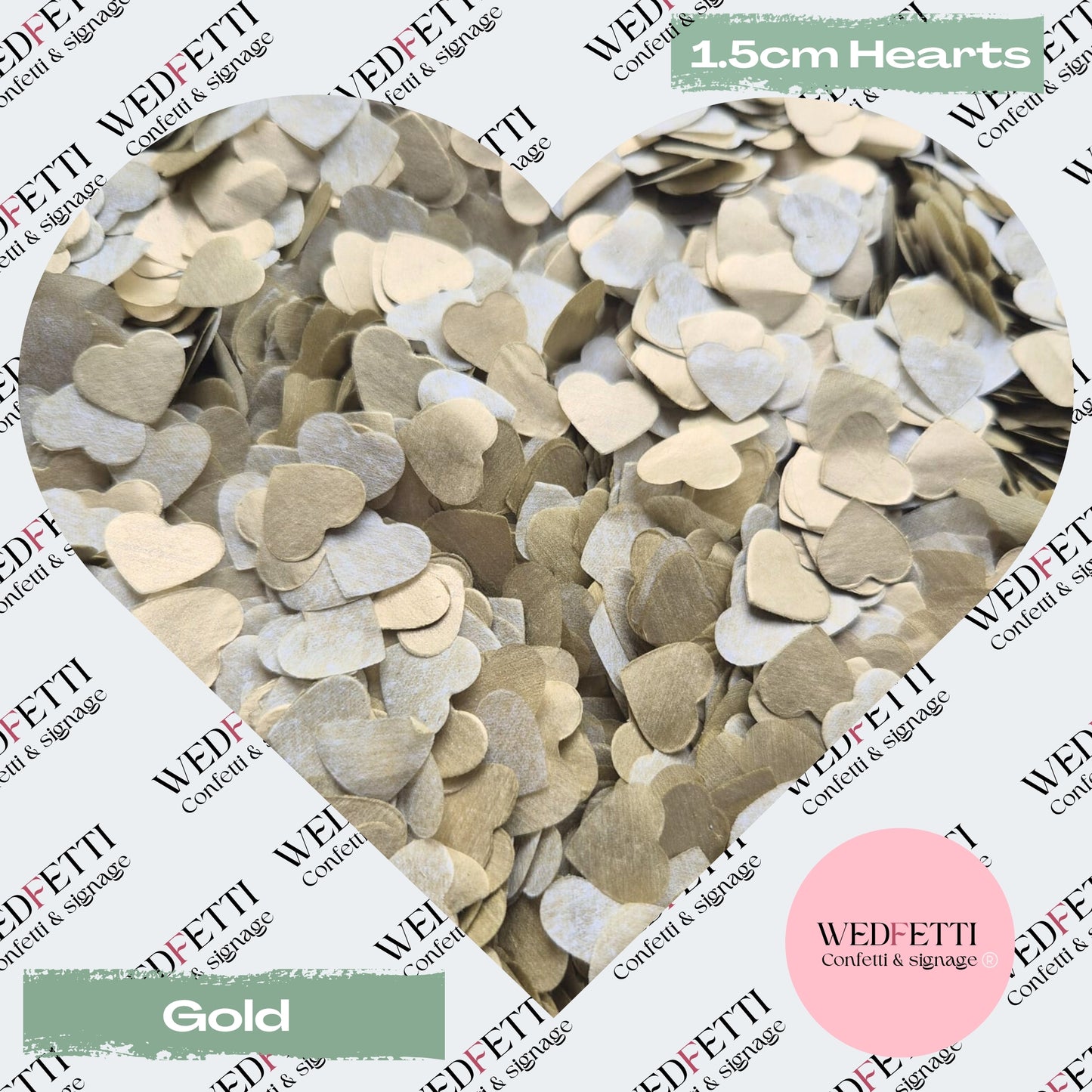 Shimmering metallic Gold Biodegradable Confetti Hearts small