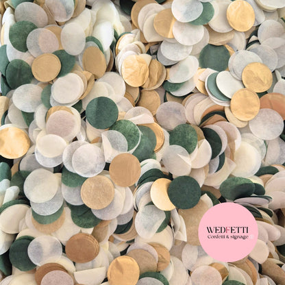 Circles Large 2.5cm Biodegradable - Forest Green Gold Light Ivory
