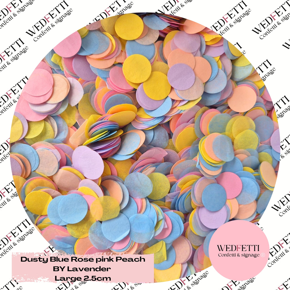 Circles Large 2.5cm Biodegradable - Dusty Blue rose pink peach BY Lavender