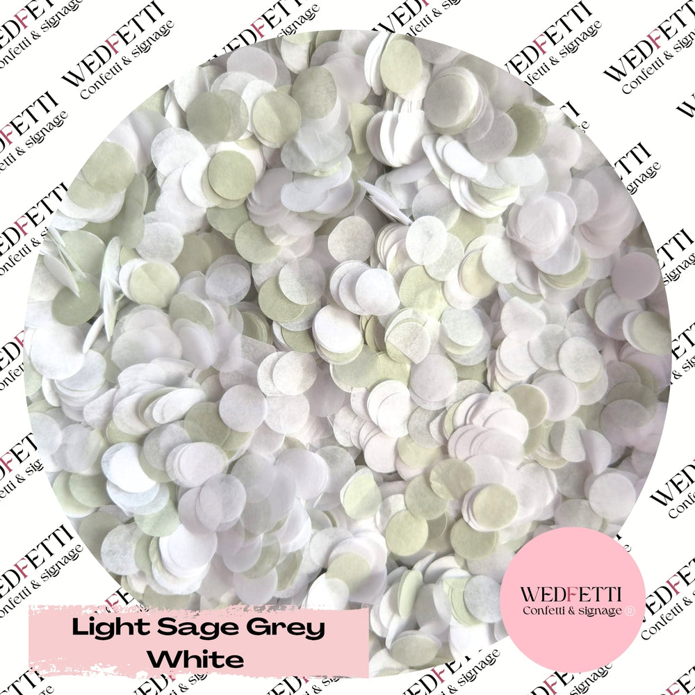 Slow falling paper Confetti - Light Sage Grey White