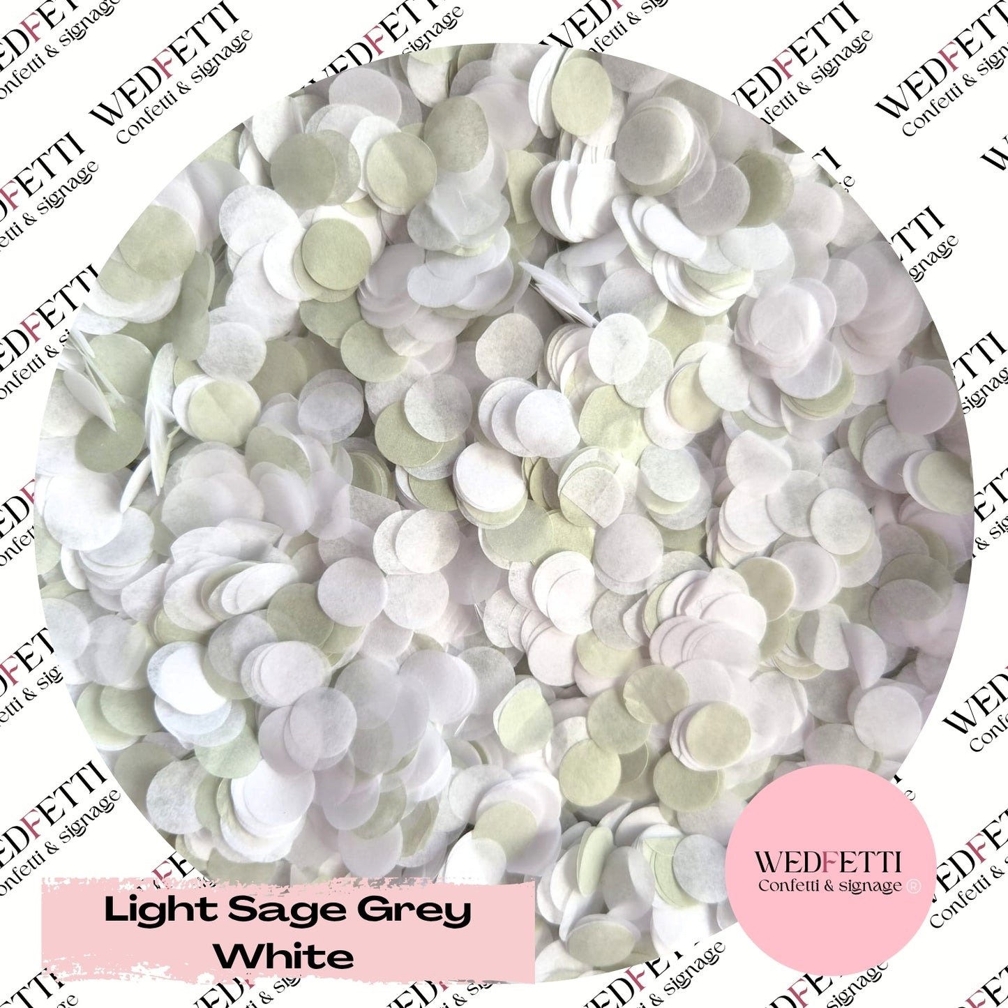 Slow falling paper Confetti - Light Sage Grey White