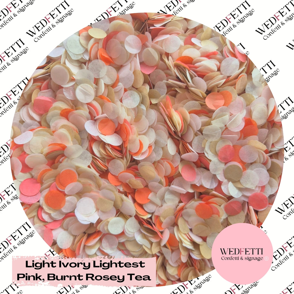 Slow falling paper Confetti - Light Ivory Lightest Pink Burnt Rosey Tea