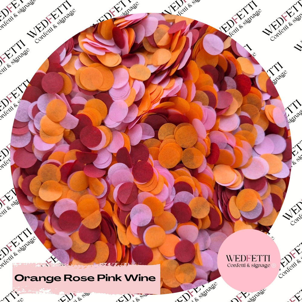 Slow falling paper Confetti - Orange Rose Pink Wine
