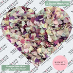 Paper Confetti hearts 1.5cm - Ivory Purple Plum sage Fuschia Blush