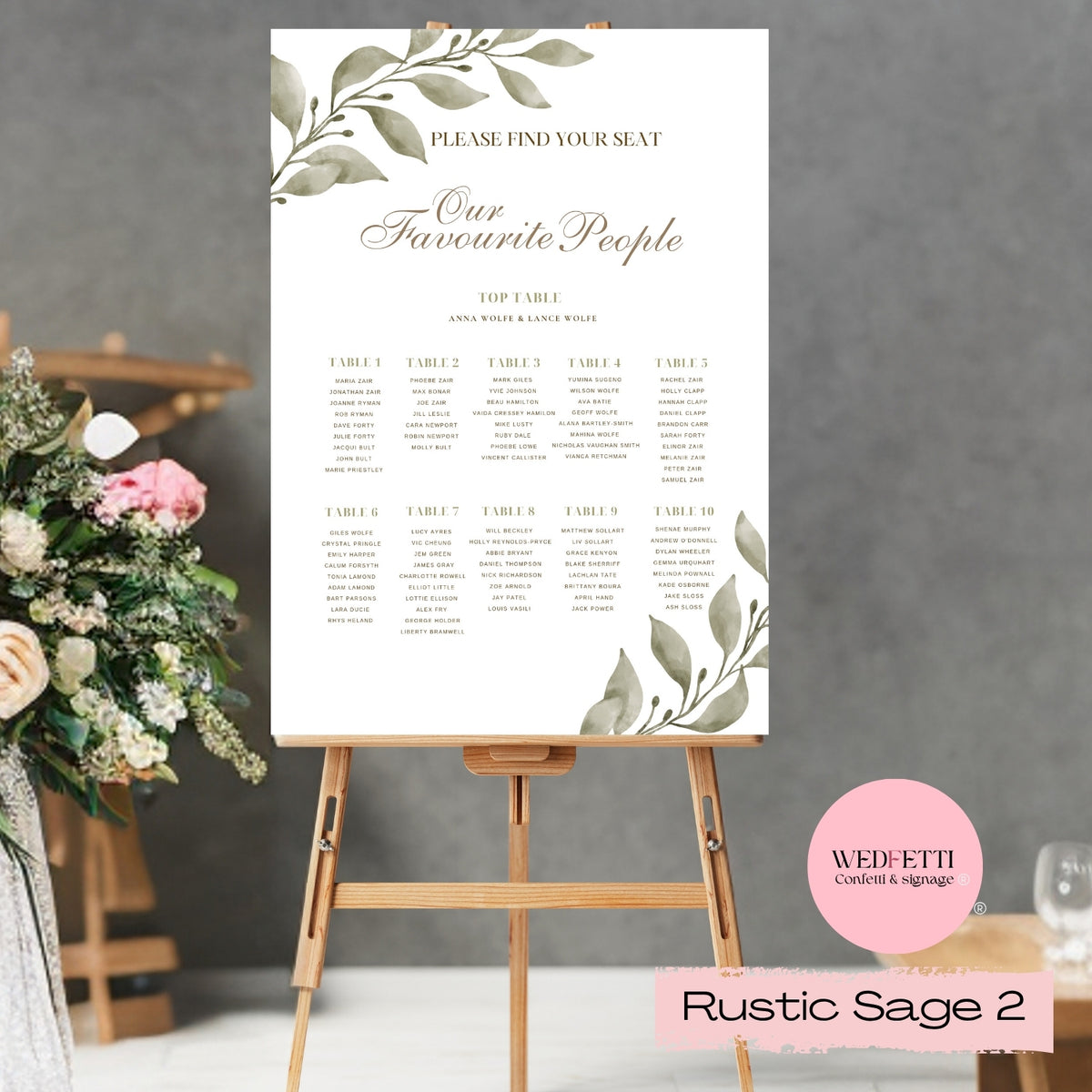 Welcome sign - A0 A1 A2 - Rustic sage 3
