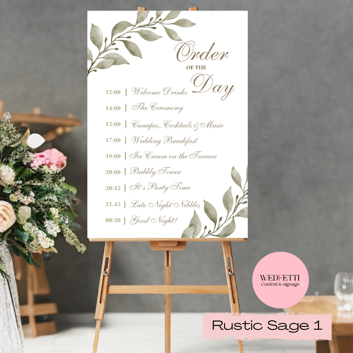 Welcome sign - A0 A1 A2 - Rustic sage 3