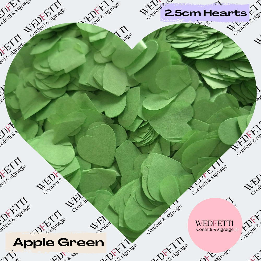 Biodegradable paper Confetti hearts - Apple Green