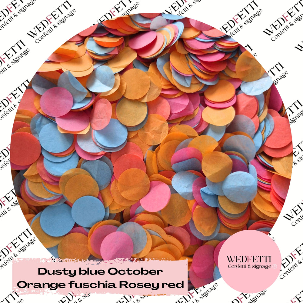 Circles Large 2.5cm Biodegradable - Fuschia Dusty Blue October Orange Rosey Red
