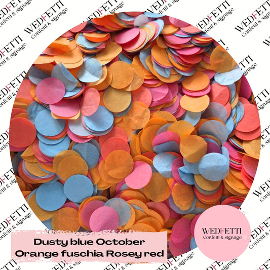 Circles Large 2.5cm Biodegradable - Fuschia Dusty Blue October Orange Rosey Red