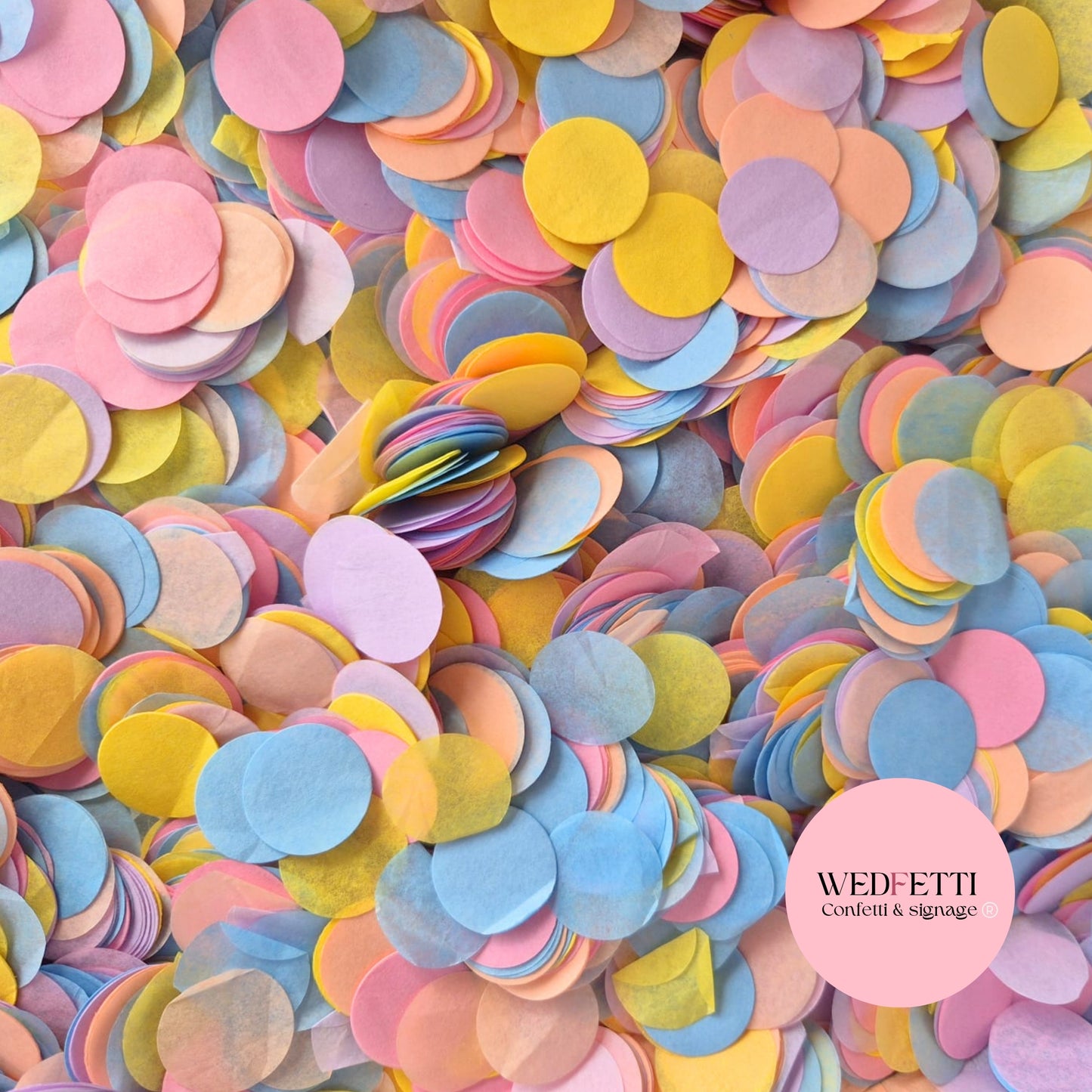Circles Large 2.5cm Biodegradable - Dusty Blue rose pink peach BY Lavender