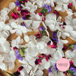 FlutterFly® Petal Confetti - Pure white + Purple Forget Me Not & Burgundy Rose