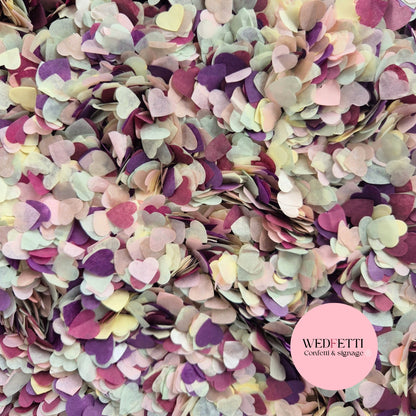 Paper Confetti hearts 1.5cm - Ivory Purple Plum sage Fuschia Blush