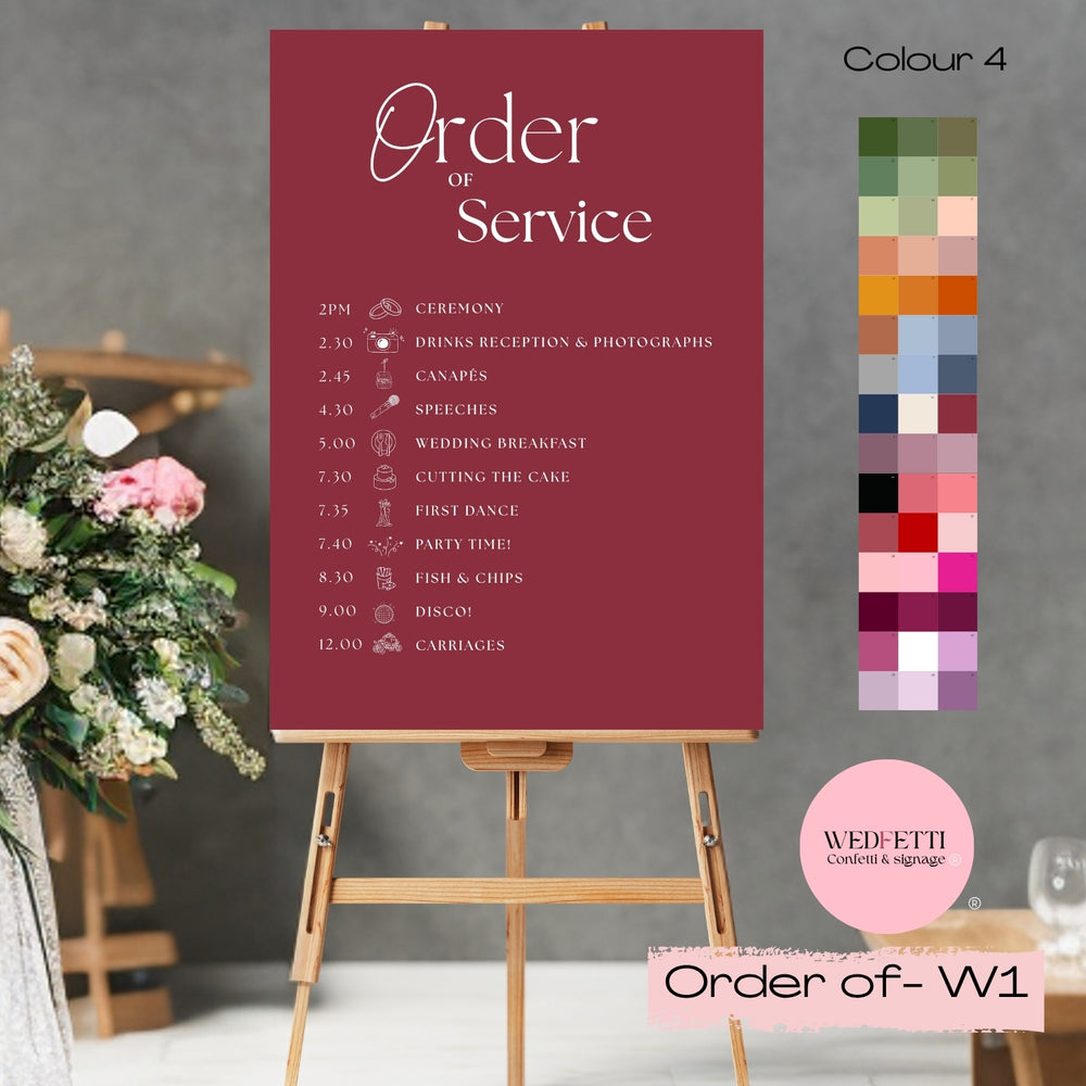 Large signage - Order of service - W1/4