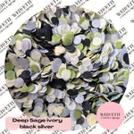 Slow falling paper Confetti - Deep Sage ivory black silver