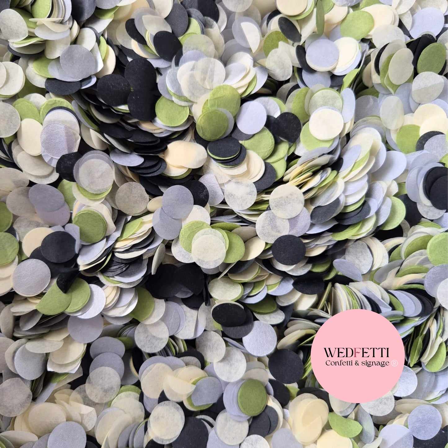 Slow falling paper Confetti - Deep Sage ivory black silver