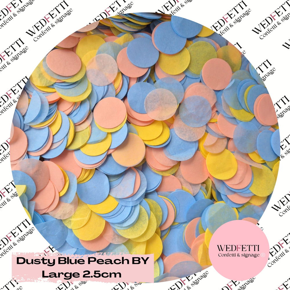 Circles Large 2.5cm Biodegradable - Dusty Blue Peach BY