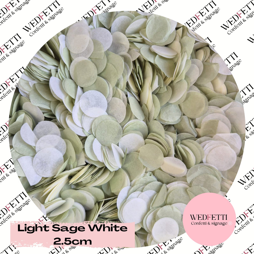 Circles Large 2.5cm Biodegradable - Light Sage White