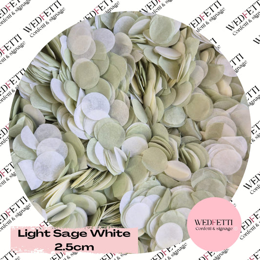 Circles Large 2.5cm Biodegradable - Light Sage White