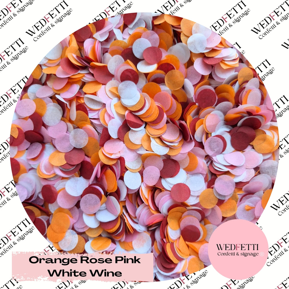 Slow falling paper Confetti - Orange Rose Pink White Wine