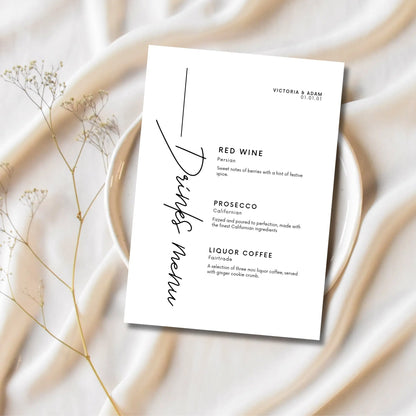 Custom table drinks menus WedFetti