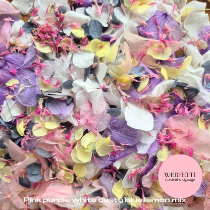 Petal Confetti hydrangea - Pink Purple White Dusty Blue Lemon Mix