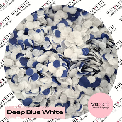 Slow falling paper Confetti - Deep Blue White