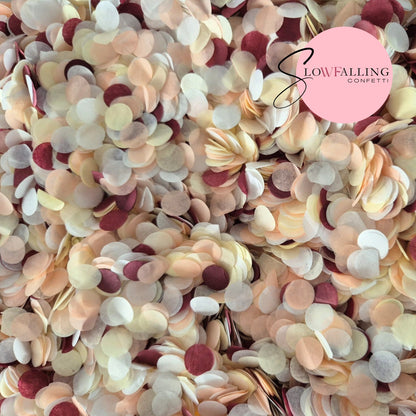 Slow falling paper Confetti - Peach Burgundy Mix