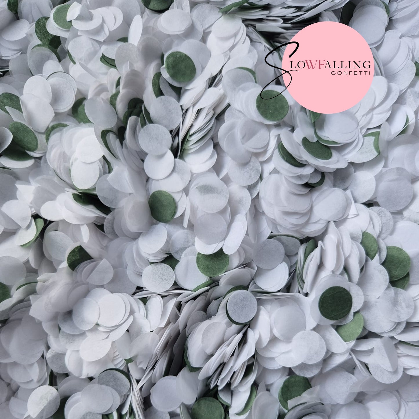 Slow falling paper Confetti - Forest Green White