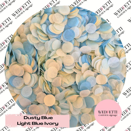 Slow falling paper Confetti - Dusty Blue Light Blue Ivory
