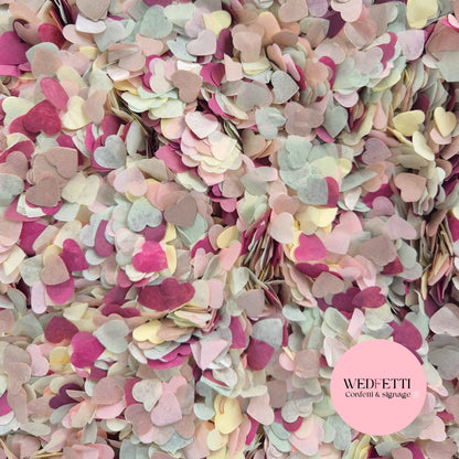 Paper Confetti hearts 1.5cm - Plum Burgundy sage Fuschia Blush