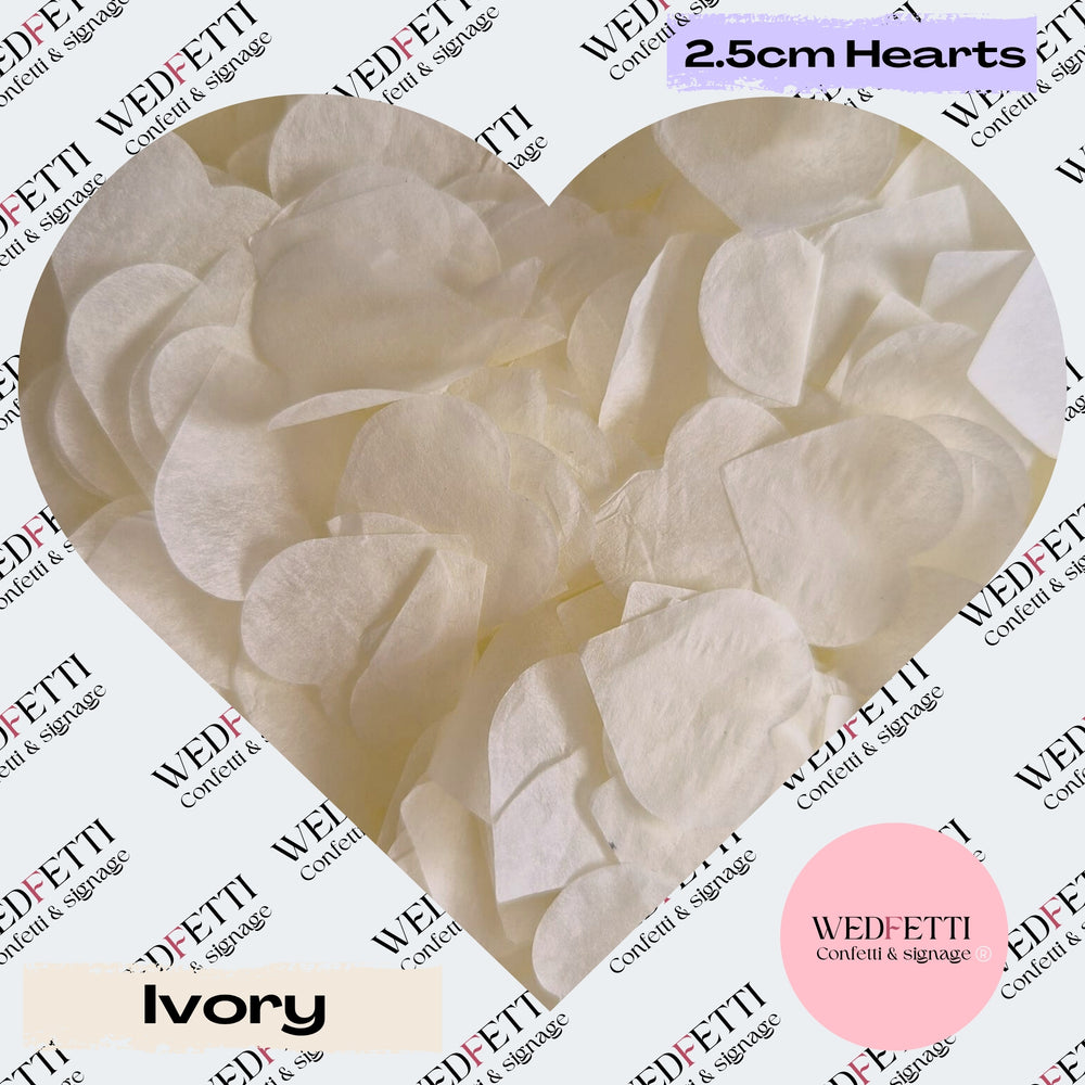 Biodegradable paper Confetti hearts - Ivory