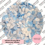 Slow Falling Paper Confetti - White, Dusty Blue & Shimmer White