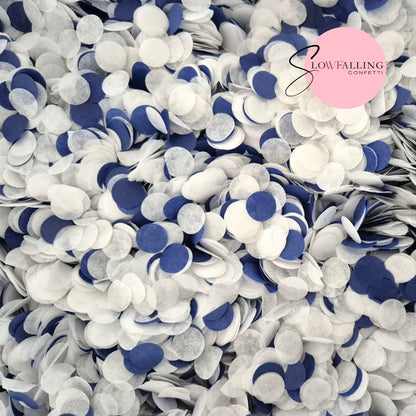Slow falling paper Confetti - Deep Blue White